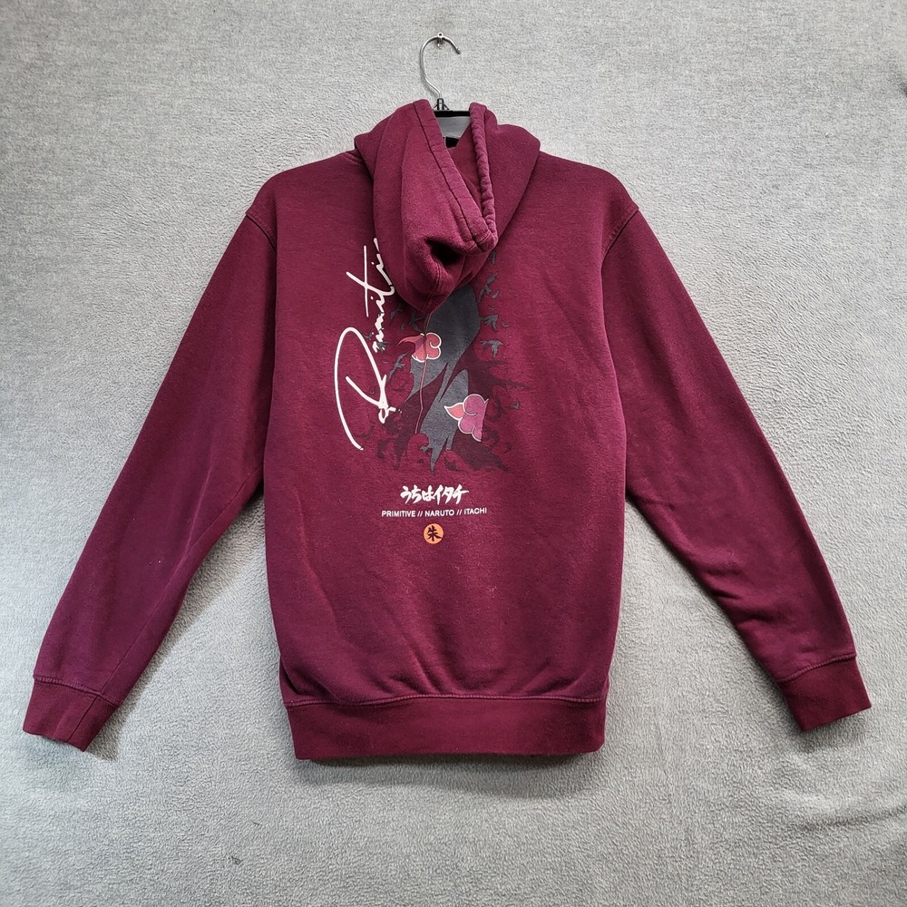 Primitive x Naruto Men Sweatshirt Small Red Hoodie Logo Itachi Sharingan READ